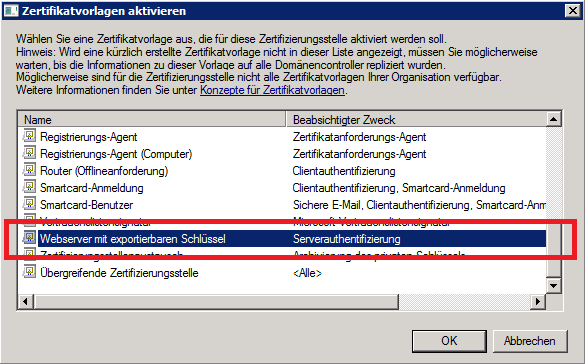 CA 07: Zertifaktsvorlage aktivieren