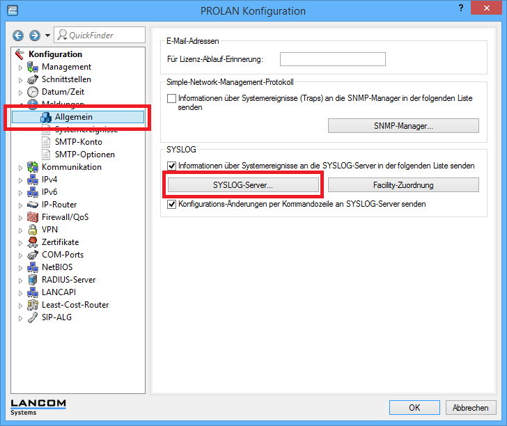Abbildung 1: Syslog-Server hinterlegen