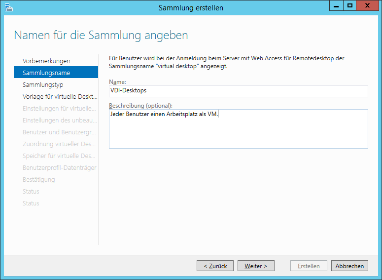 Abbildung 5: Erstellen einer Sammlung für VDI