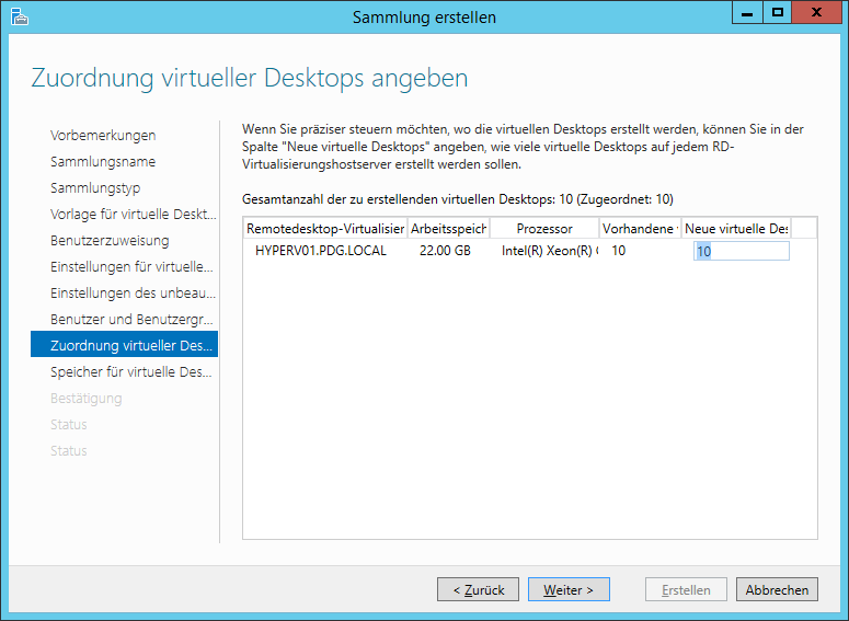 Abbildung 11: Verteilung der VMs über die Hyper-V-Farm