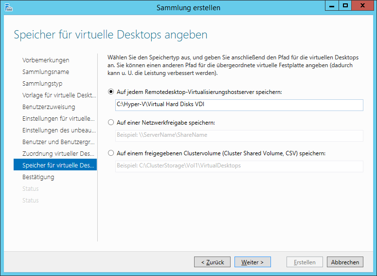 Abbildung 12: Speicherort der VMs