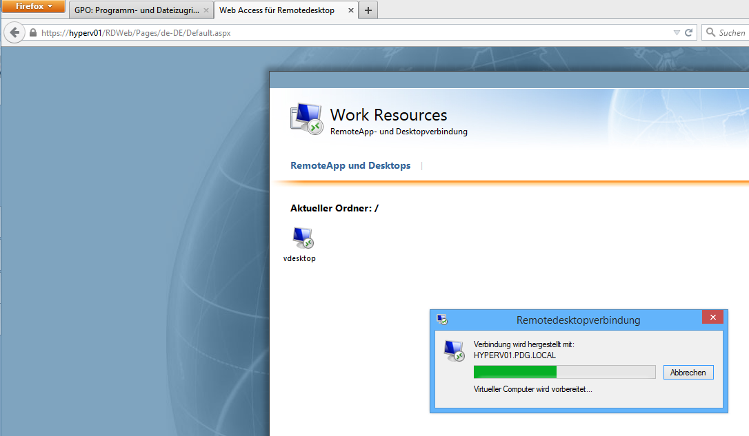 Abbildung 13: WebAccess for RDS/VDI