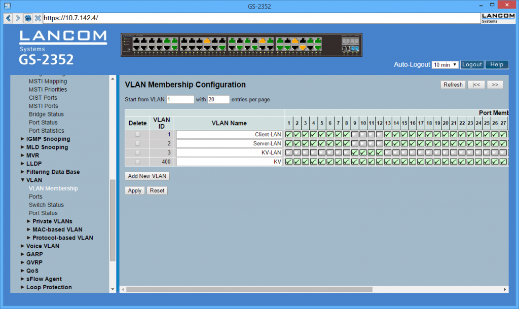 Abbildung 1: LANcom Switch VLANs
