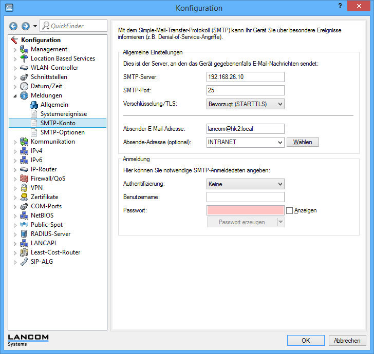 Abbildung 2: SMTP-Konto