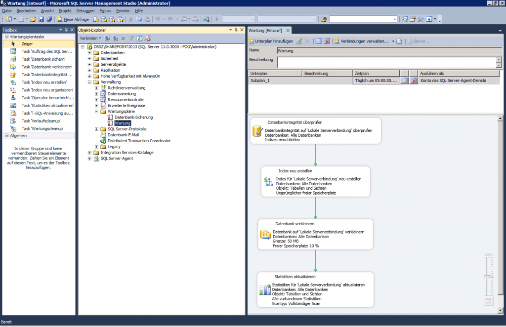 Abbildung 1: SQL Wartungsplan