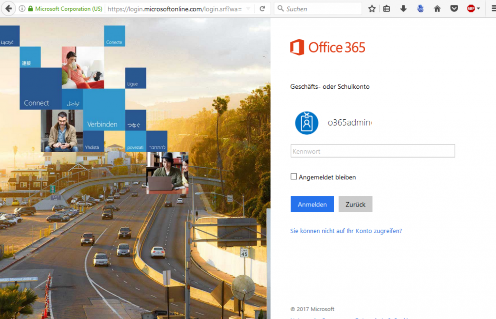 Abbildung 1: Portal.Office.com anmelden