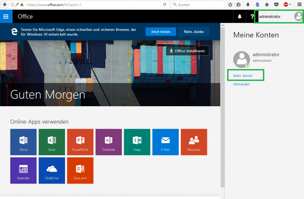 Abbildung 3: Konto anzeigen