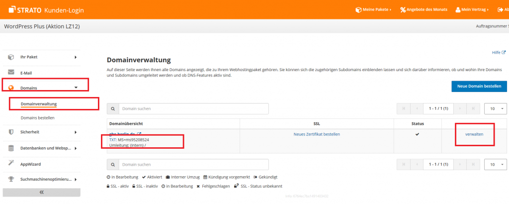 Abbildung 3: Strato DNS-Verwaltung