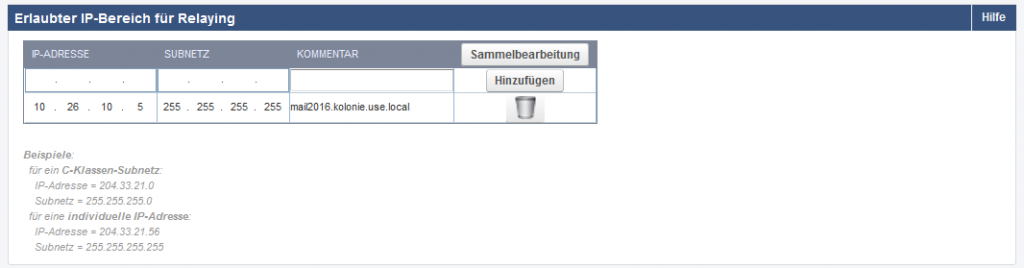 Abbildung 8: Ausgehend - Relay-Verwaltung