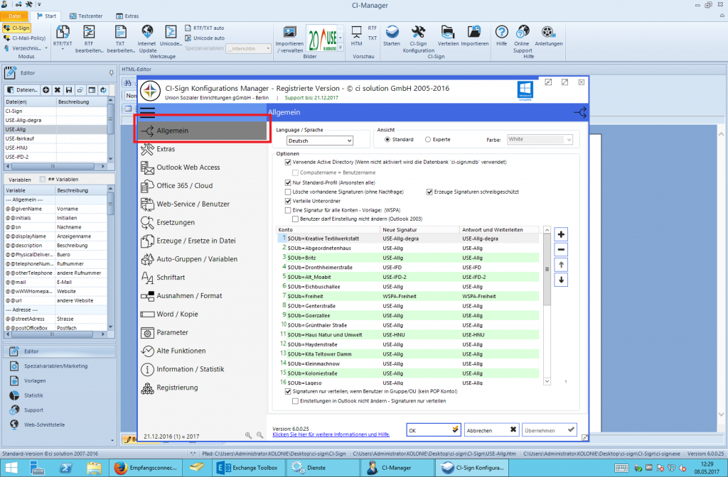 Abbildung 3: CI-Manager - Organisationsverknüpfung