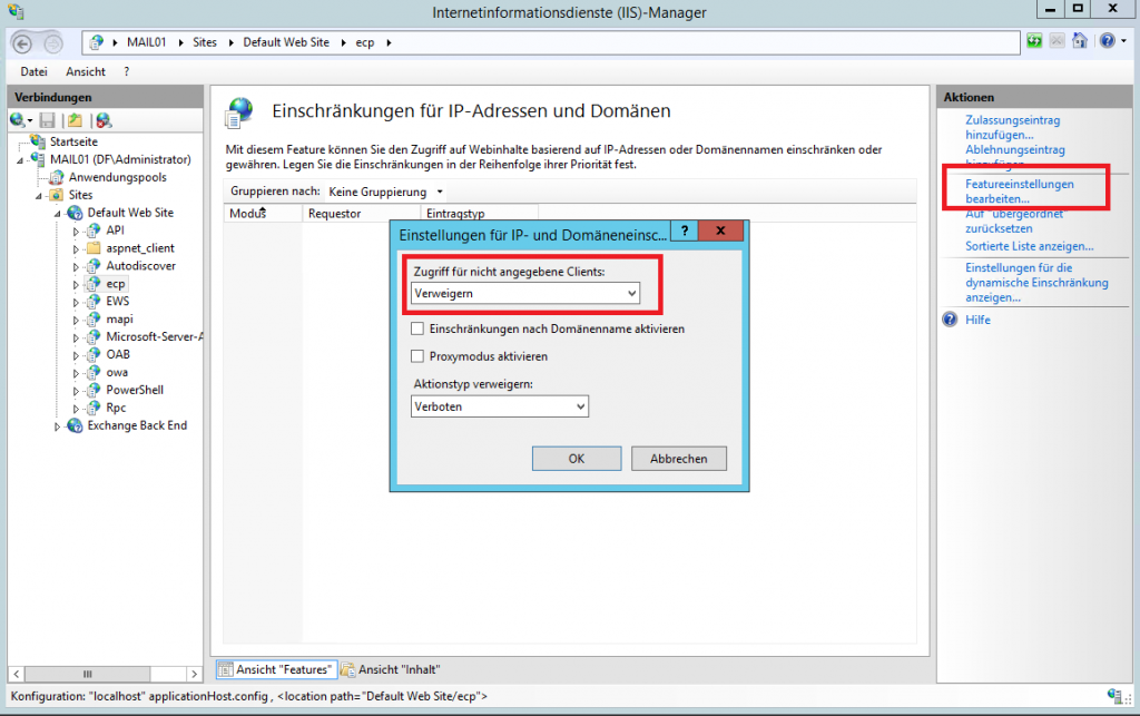 Abbildung 5: Unbekannte Clients verweigern