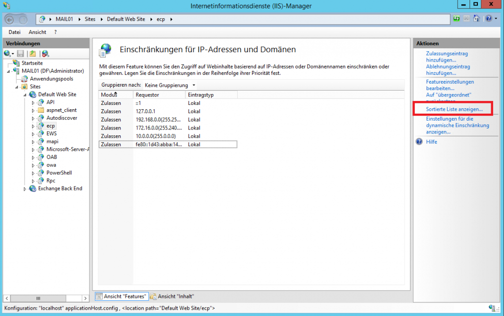 Abbildung 6: Definition zugelassener Clients