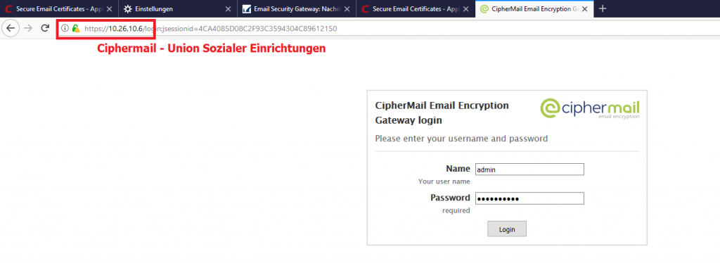 Abbildung 7: Cipermail-Anmeldung